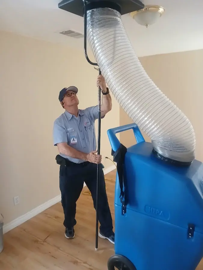 Mini Split Installation technician using HEPA equipment in Virginia Beach